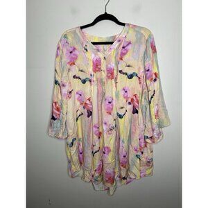 Melissa McCarthy x Seven 7 Multicolor Floral Print Tunic Top Plus Size 2X